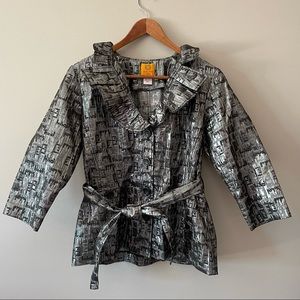 Ruby Rd Metallic Ruffle Collar Jacket 8 Petite